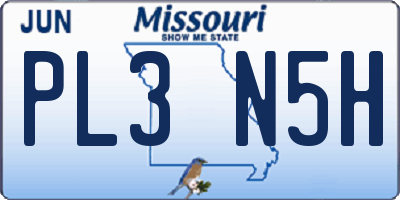 MO license plate PL3N5H