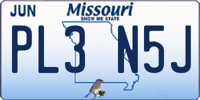 MO license plate PL3N5J