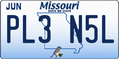 MO license plate PL3N5L