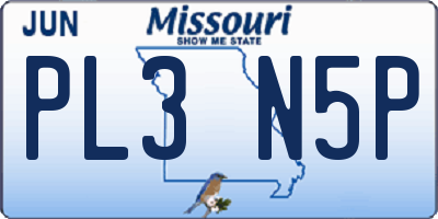 MO license plate PL3N5P
