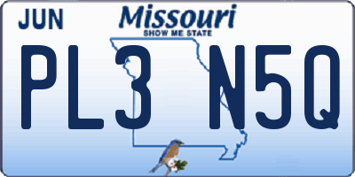 MO license plate PL3N5Q