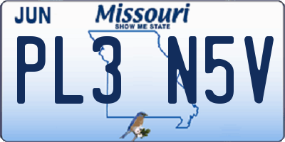 MO license plate PL3N5V
