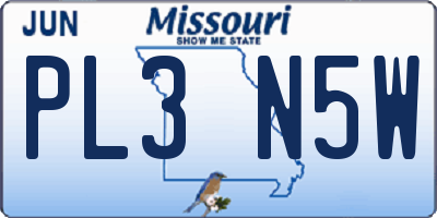 MO license plate PL3N5W