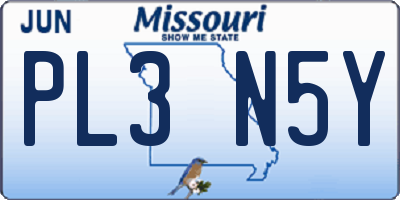 MO license plate PL3N5Y