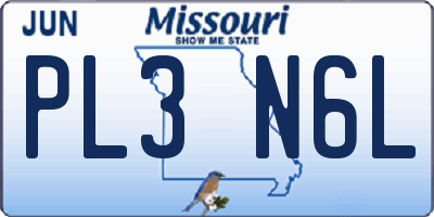 MO license plate PL3N6L
