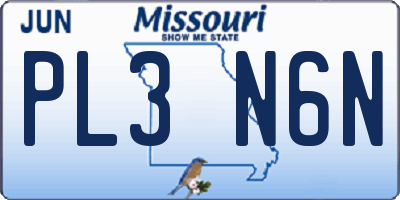 MO license plate PL3N6N