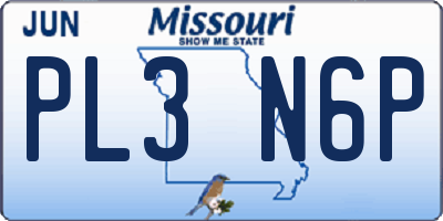 MO license plate PL3N6P
