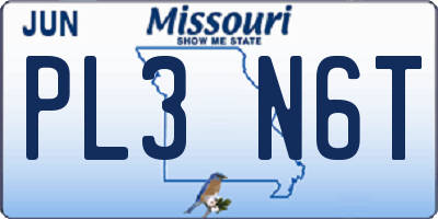MO license plate PL3N6T