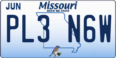 MO license plate PL3N6W