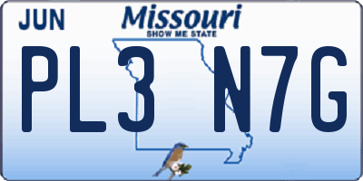 MO license plate PL3N7G