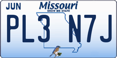 MO license plate PL3N7J