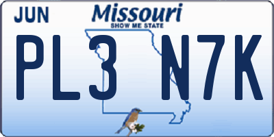 MO license plate PL3N7K