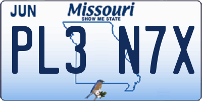 MO license plate PL3N7X