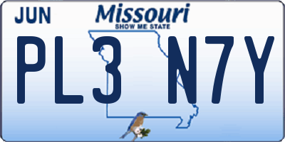 MO license plate PL3N7Y