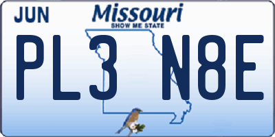 MO license plate PL3N8E