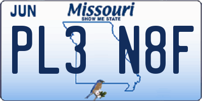 MO license plate PL3N8F