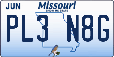 MO license plate PL3N8G