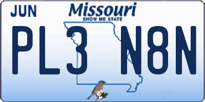 MO license plate PL3N8N