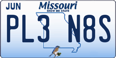 MO license plate PL3N8S