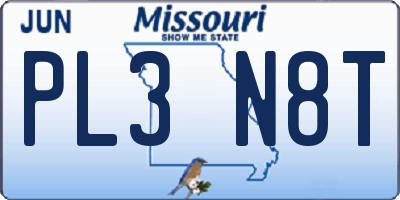 MO license plate PL3N8T