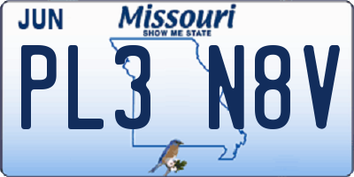 MO license plate PL3N8V