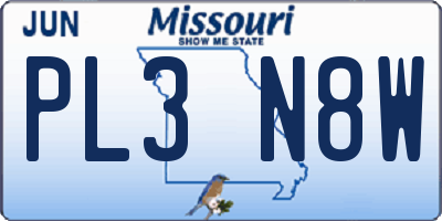 MO license plate PL3N8W