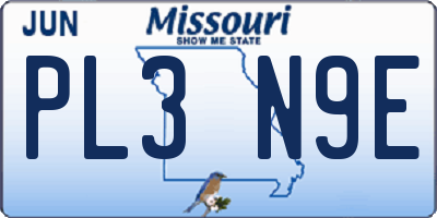 MO license plate PL3N9E