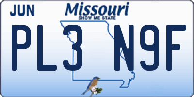 MO license plate PL3N9F