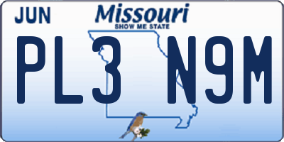 MO license plate PL3N9M