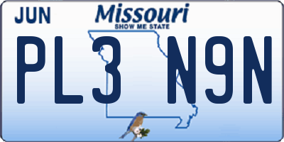 MO license plate PL3N9N