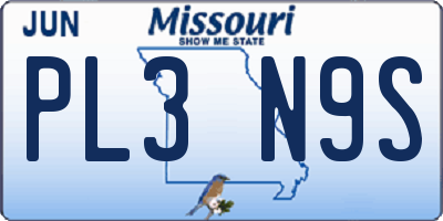 MO license plate PL3N9S