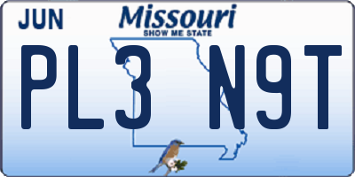 MO license plate PL3N9T