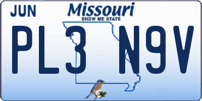 MO license plate PL3N9V