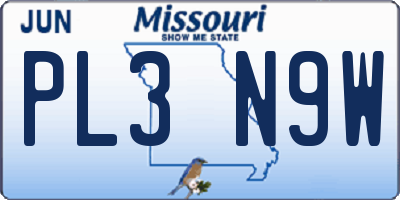 MO license plate PL3N9W