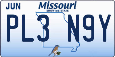 MO license plate PL3N9Y