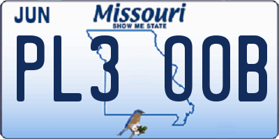 MO license plate PL3O0B