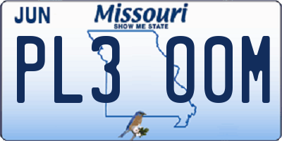 MO license plate PL3O0M