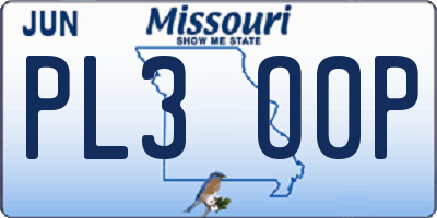 MO license plate PL3O0P
