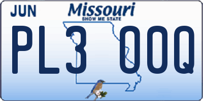 MO license plate PL3O0Q