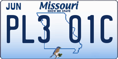 MO license plate PL3O1C