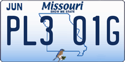 MO license plate PL3O1G