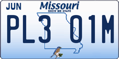 MO license plate PL3O1M