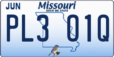 MO license plate PL3O1Q