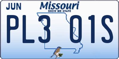 MO license plate PL3O1S