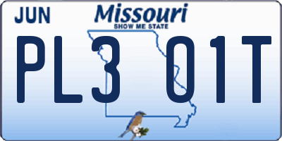 MO license plate PL3O1T