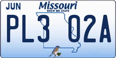 MO license plate PL3O2A