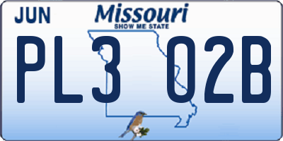 MO license plate PL3O2B