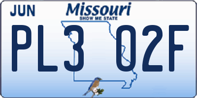 MO license plate PL3O2F
