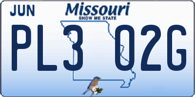 MO license plate PL3O2G