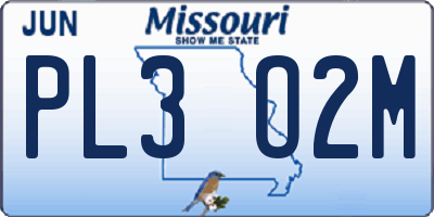 MO license plate PL3O2M
